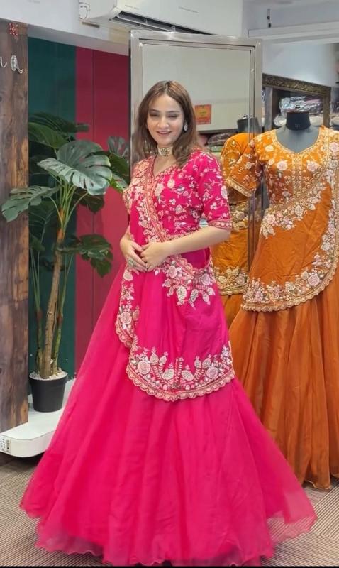 HB 191 Crunshi Pink Lehenga choli exporters in Surat